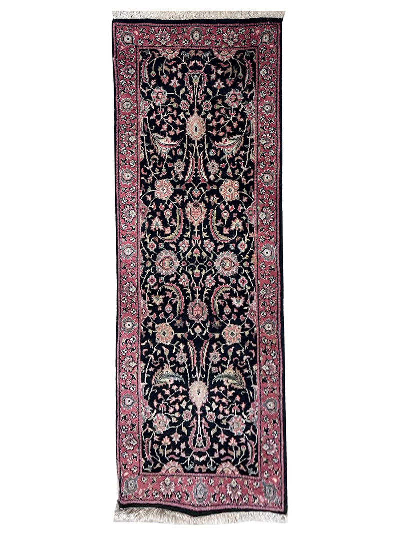 Pacific Jaipur 40589 Black Pink Traditional Hand Knotted Rug