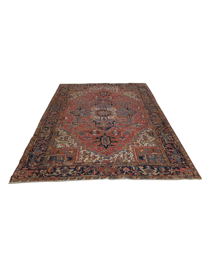 Fasa Antique Heriz 40591 Rust Indigo Traditional Antique Rug