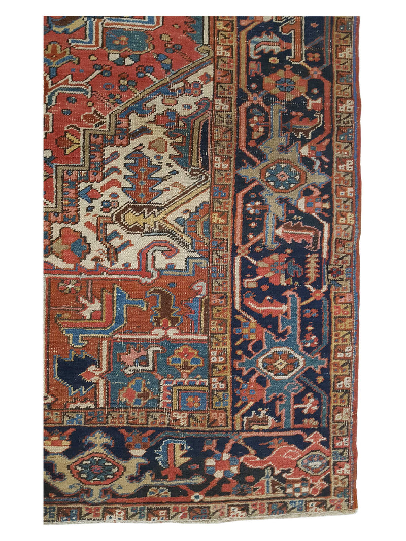 Fasa Antique Heriz 40591 Rust Indigo Traditional Antique Rug