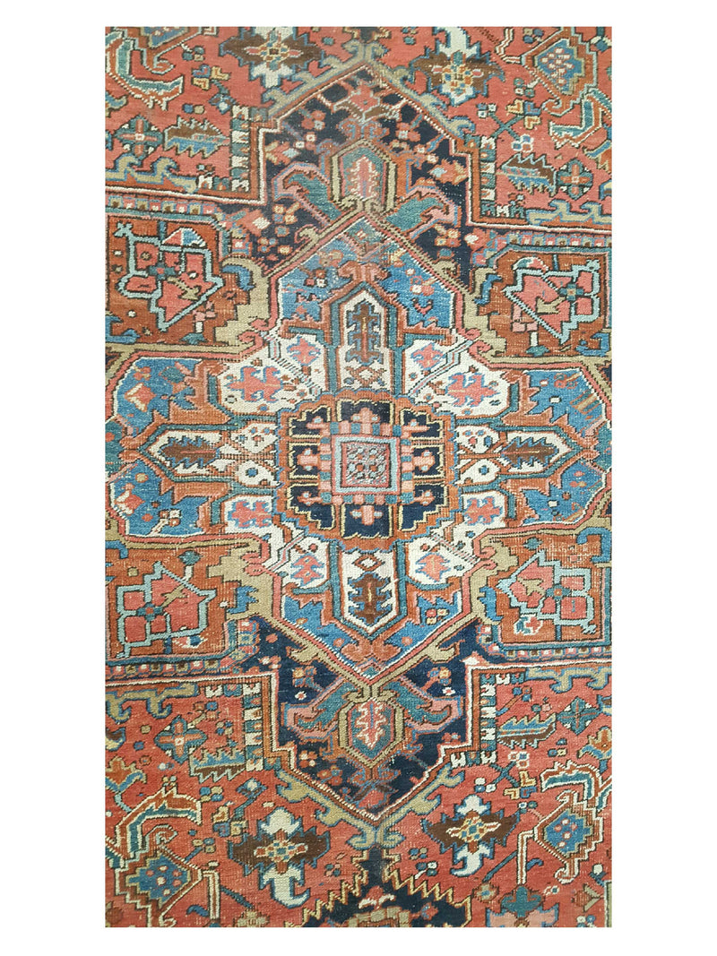 Fasa Antique Heriz 40591 Rust Indigo Traditional Antique Rug