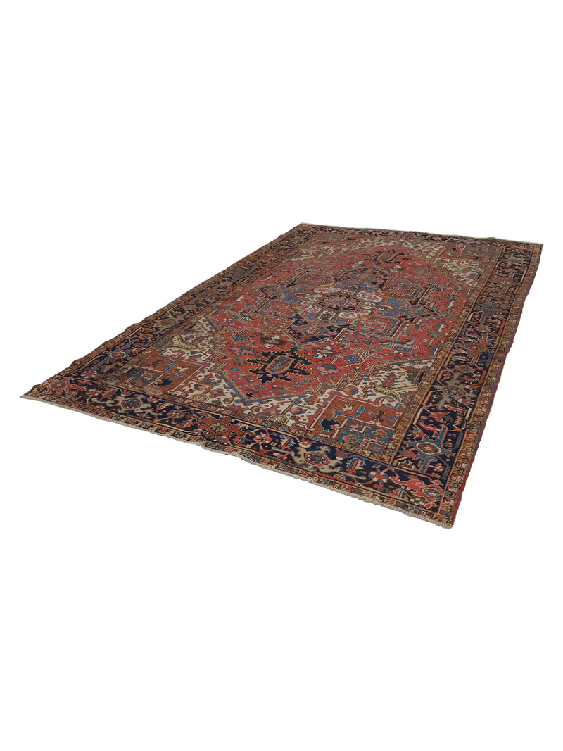 Fasa Antique Heriz 40591 Rust Indigo Traditional Antique Rug