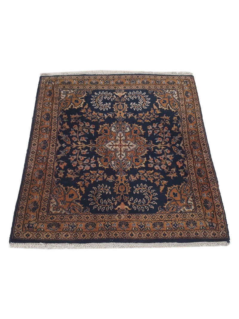 Pacific Sarouk 40596 Navy Gold Traditional Hand Knotted Rug