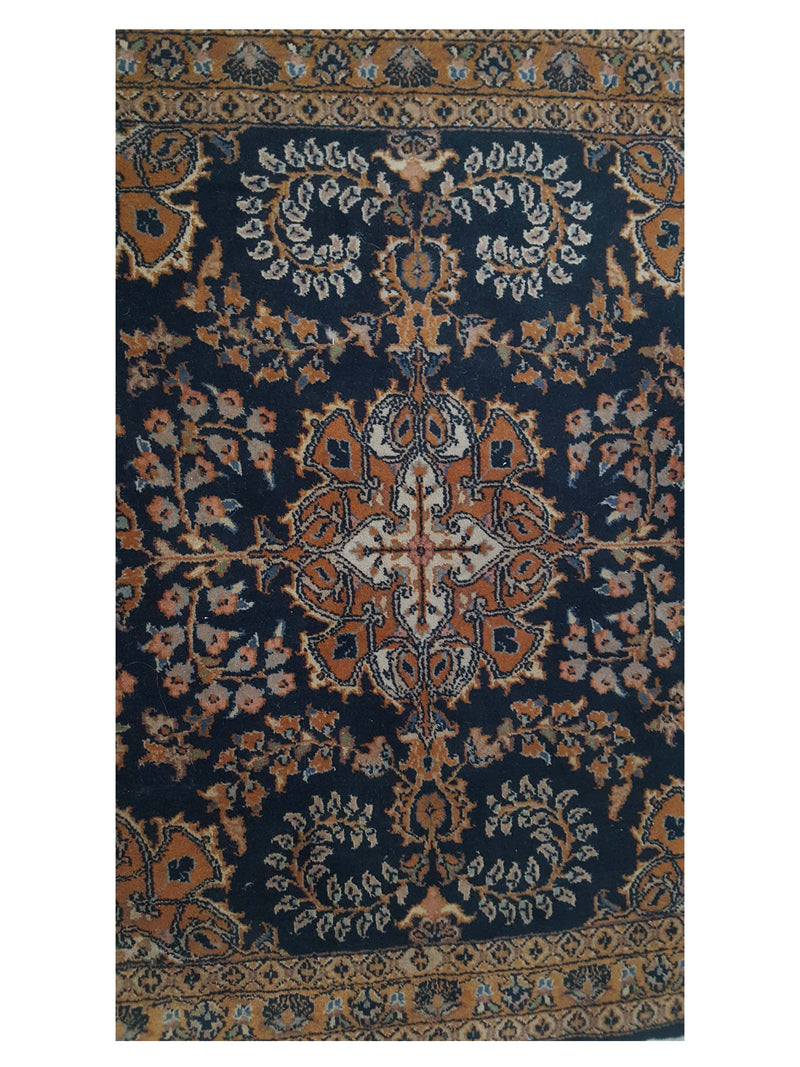 Pacific Sarouk 40596 Navy Gold Traditional Hand Knotted Rug