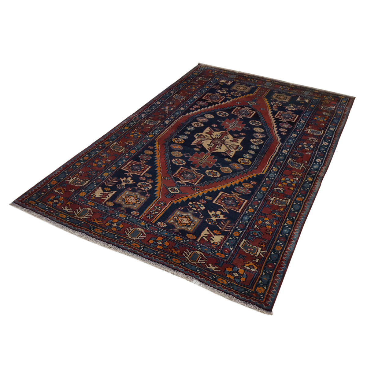 Pacific Hamadan 40639 Navy Red Traditional Hand Knotted Rug