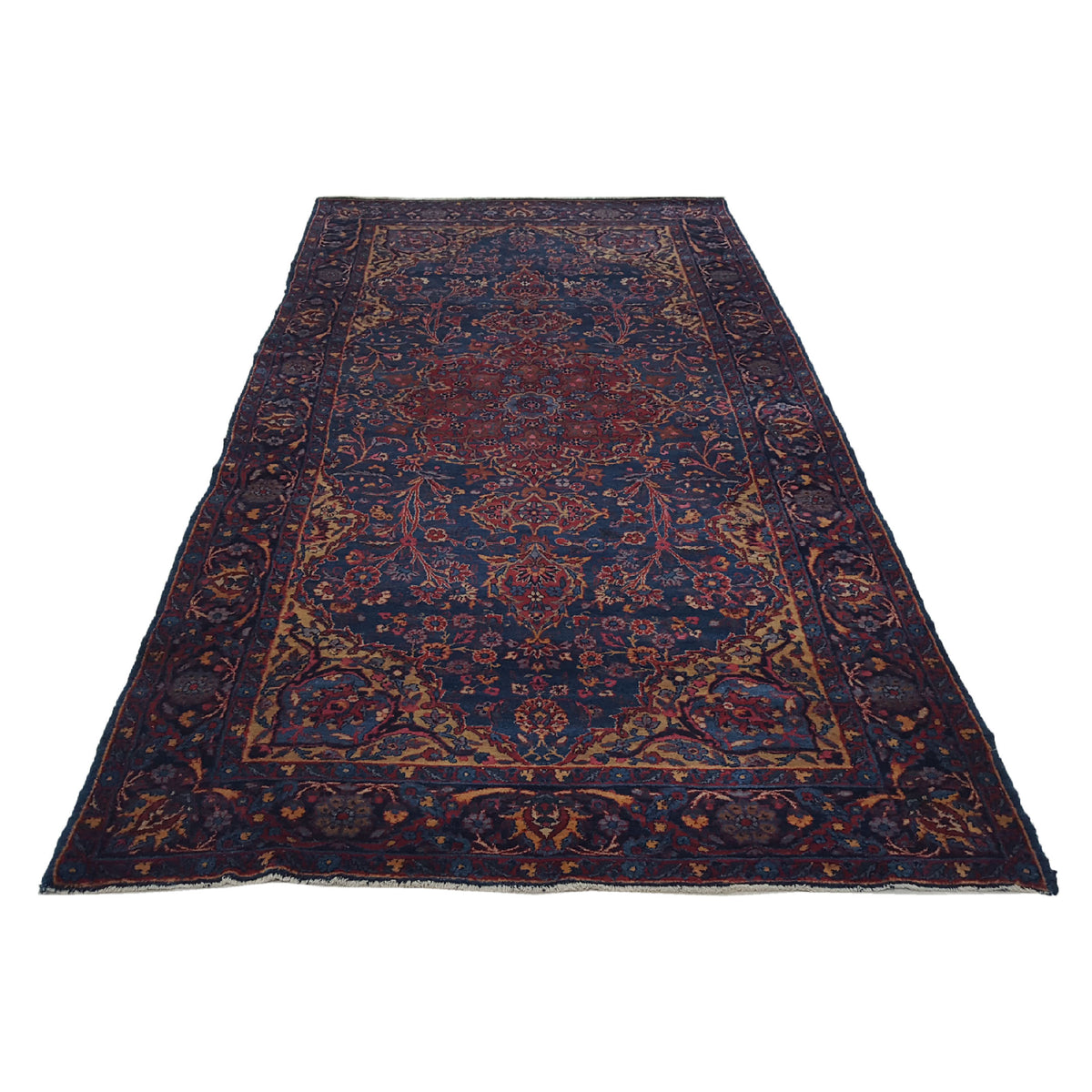 Fasa Antique Kerman 40640 Blue Indigo Traditional Antique Rug