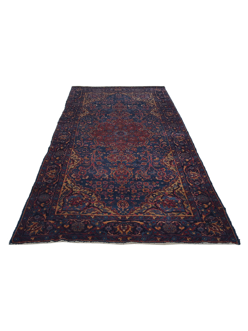 Fasa Antique Kerman 40640 Blue Indigo Traditional Antique Rug