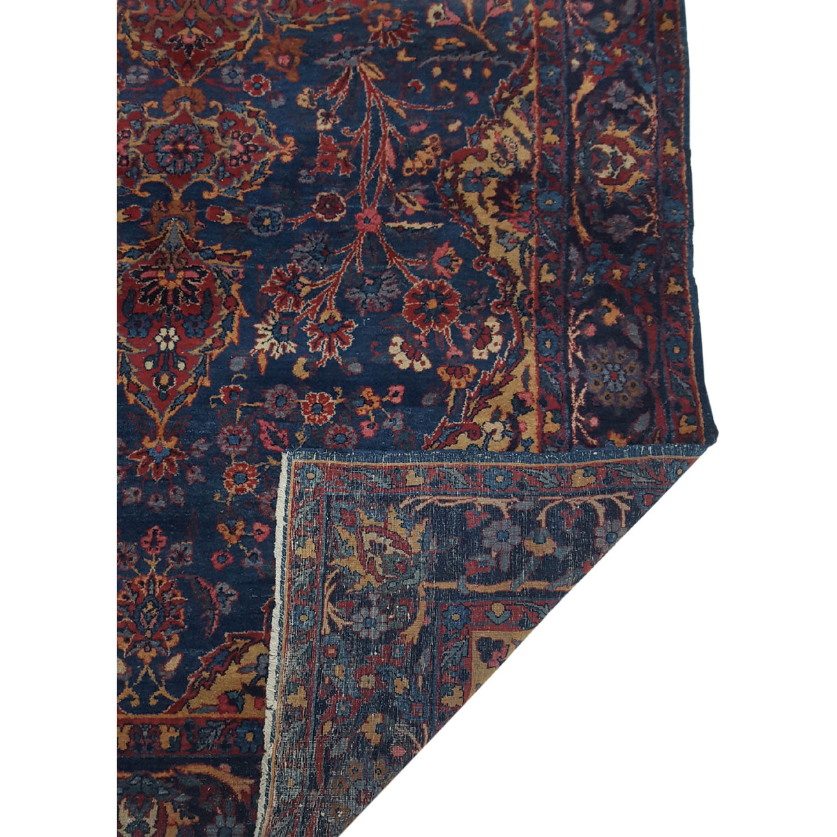 Fasa Antique Kerman 40640 Blue Indigo Traditional Antique Rug