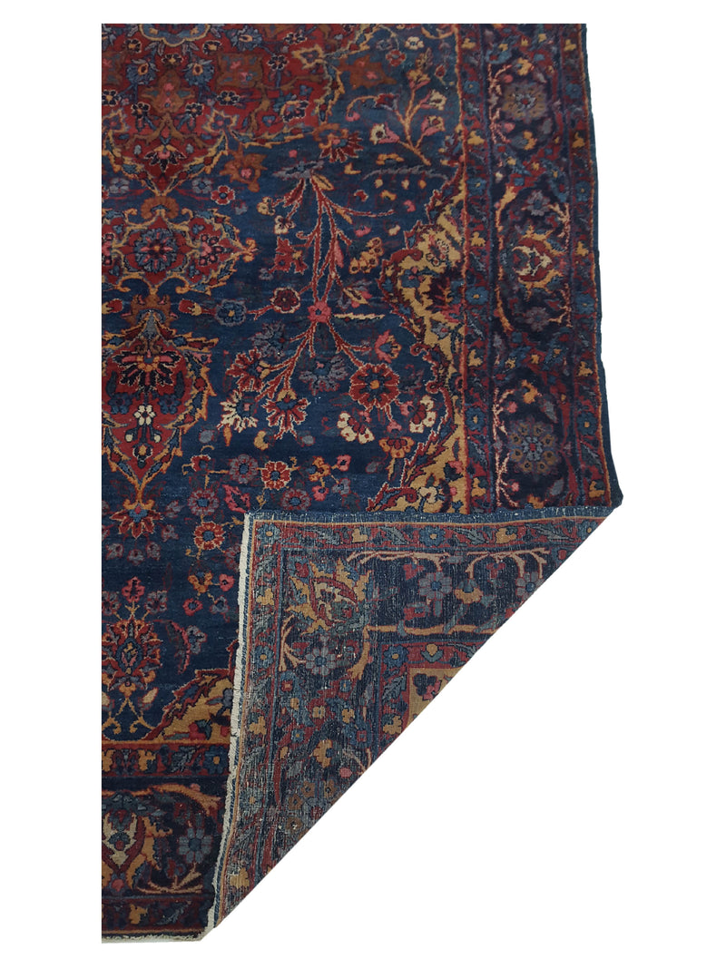 Fasa Antique Kerman 40640 Blue Indigo Traditional Antique Rug