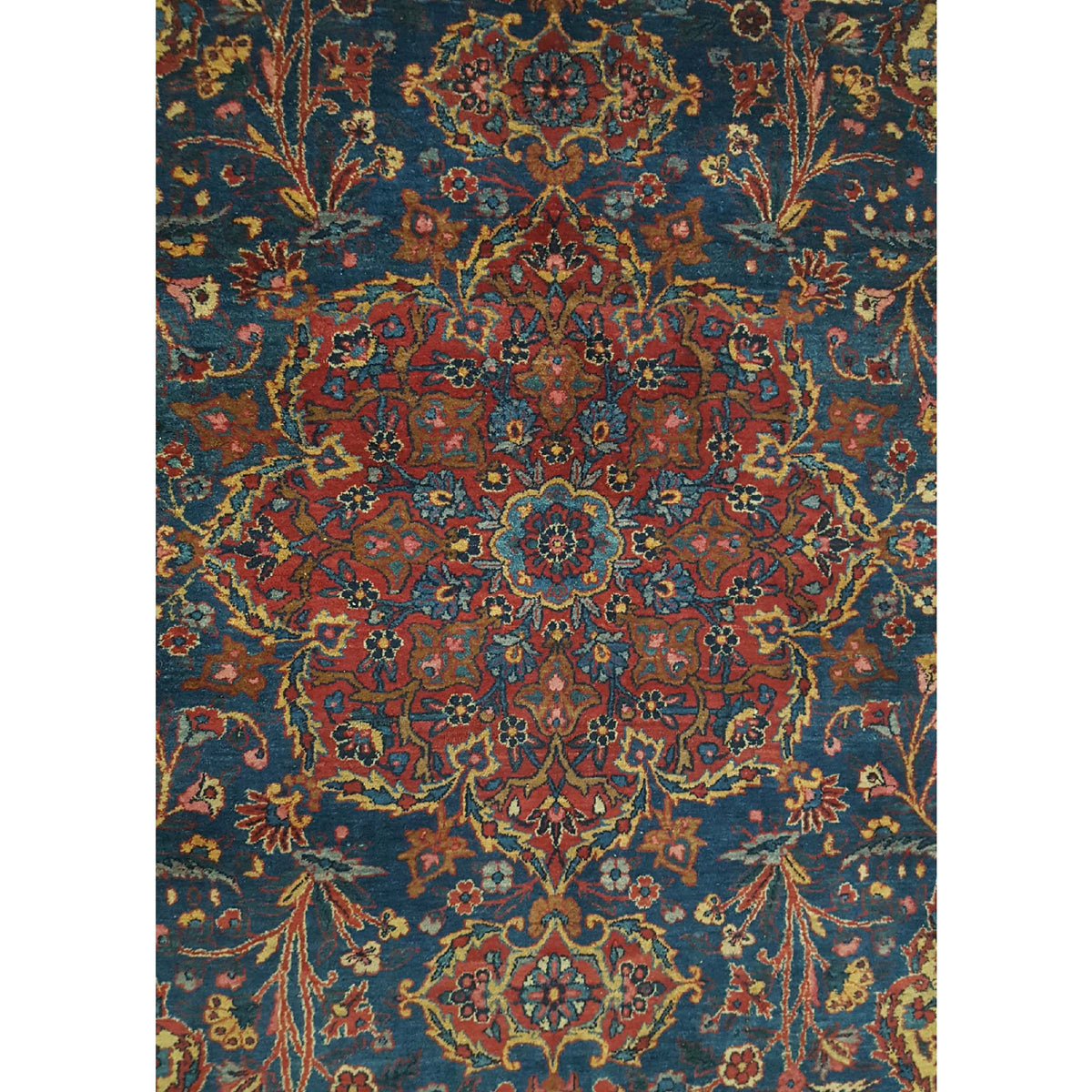 Fasa Antique Kerman 40640 Blue Indigo Traditional Antique Rug