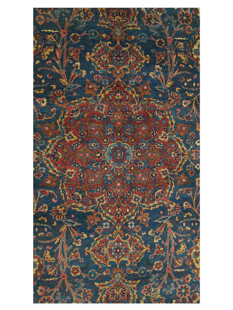 Fasa Antique Kerman 40640 Blue Indigo Traditional Antique Rug