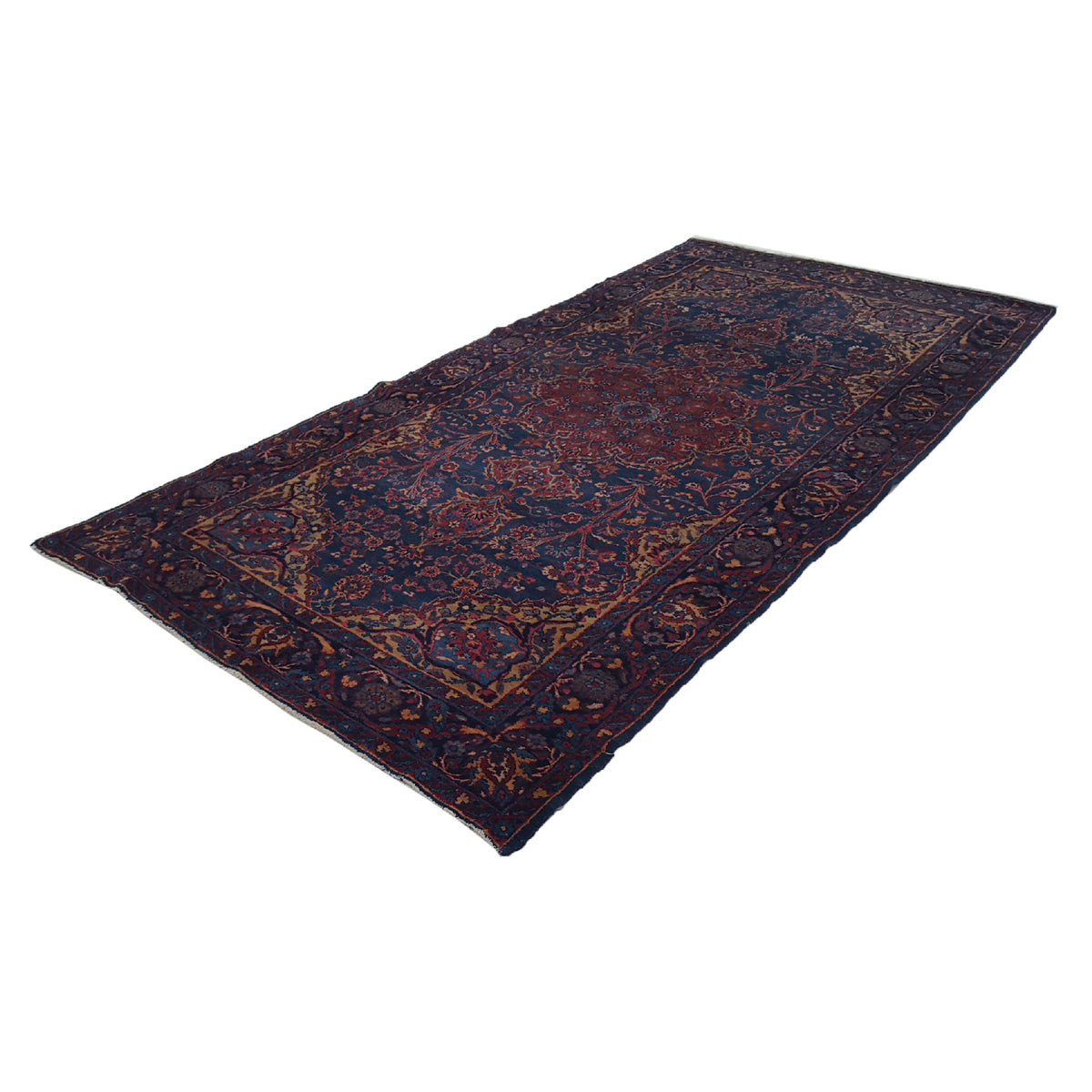 Fasa Antique Kerman 40640 Blue Indigo Traditional Antique Rug