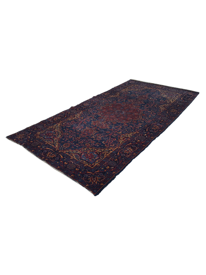 Fasa Antique Kerman 40640 Blue Indigo Traditional Antique Rug