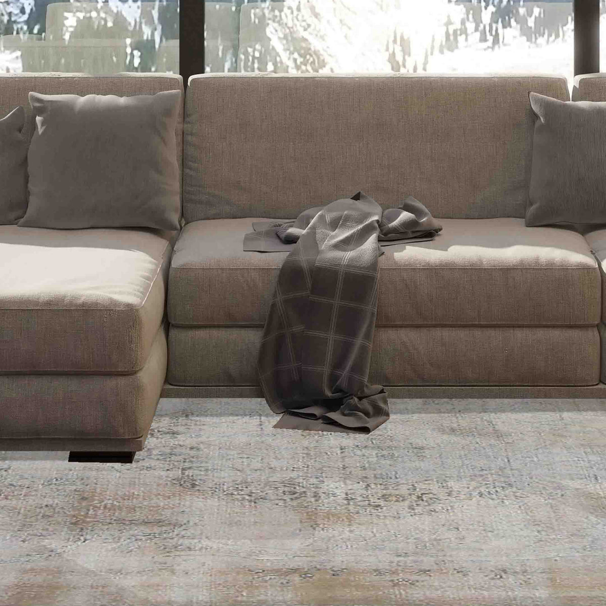 Pacific Vintage 40647 Camel Ivory Vintage Hand Knotted Rug