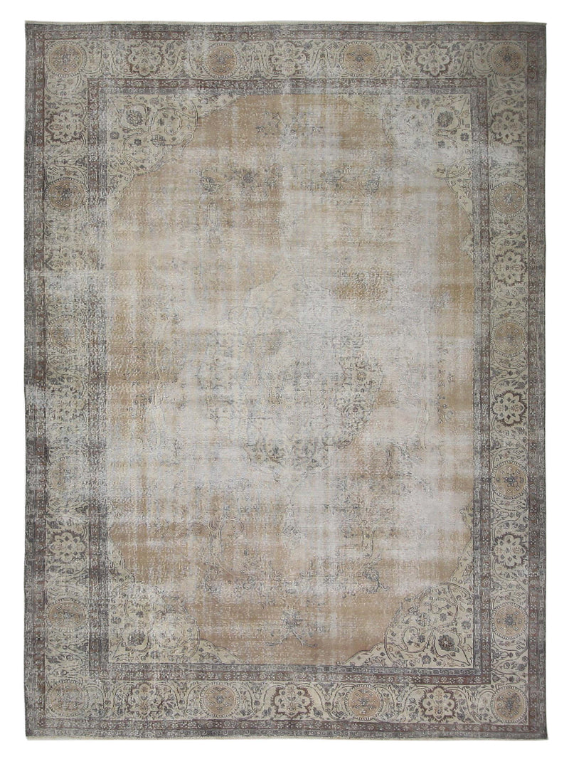 Pacific Vintage 40647 Camel Ivory Vintage Hand Knotted Rug