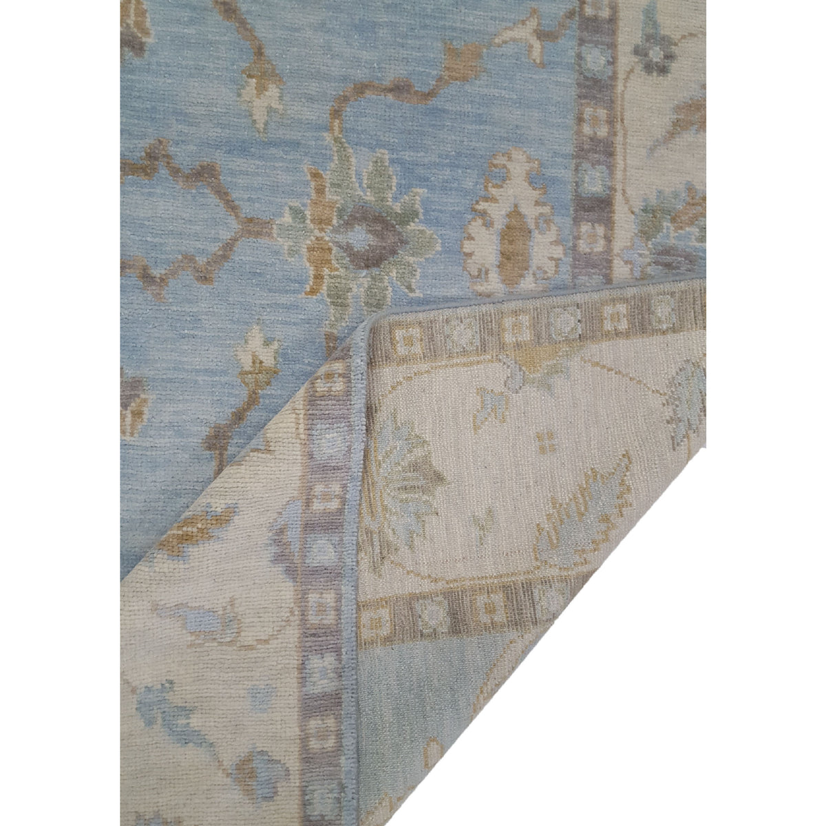 Pacific Angora 40710 Lt.Blue Ivory Traditional Hand Knotted Rug