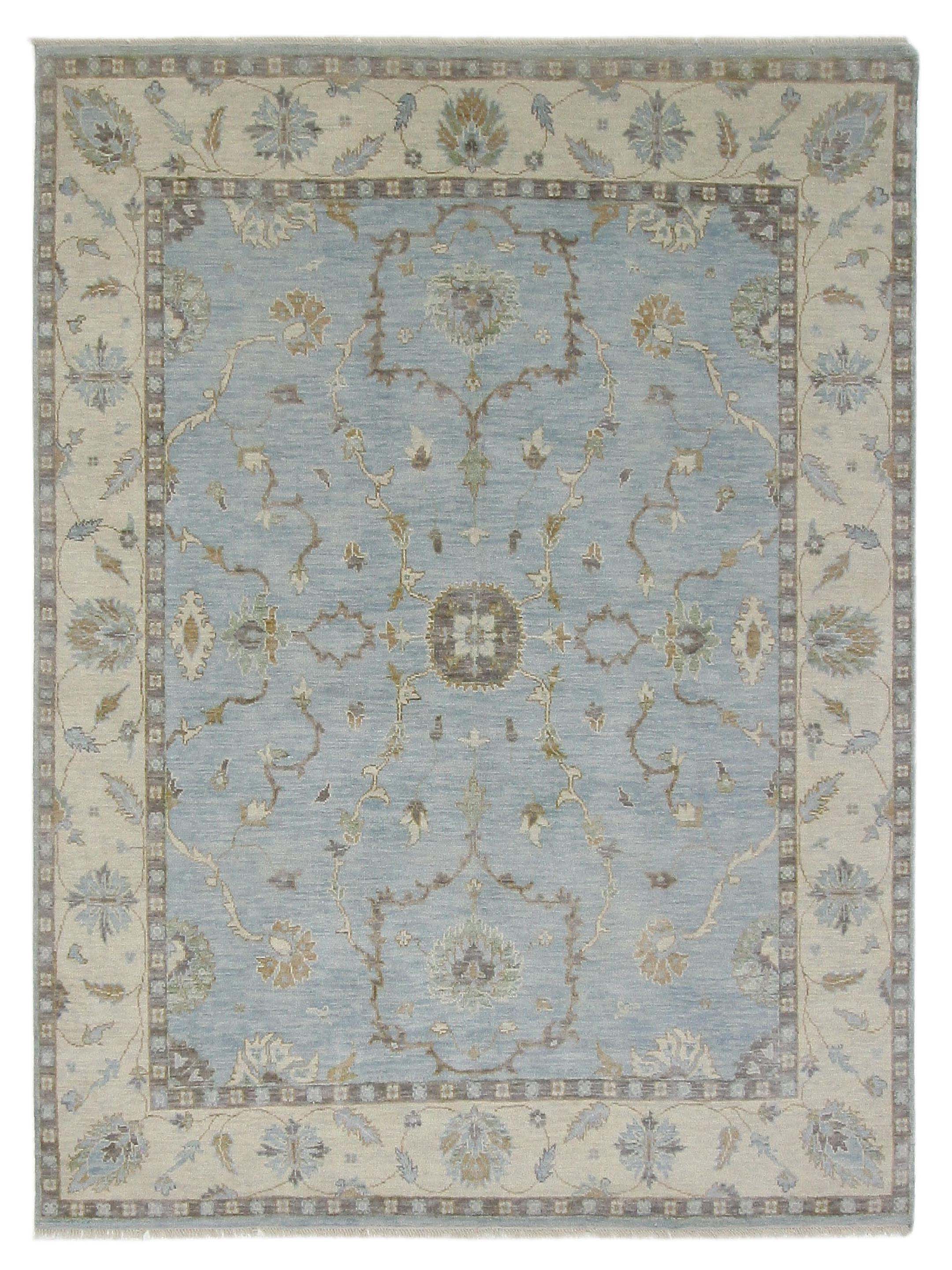 Pacific Angora 40710 Lt.Blue Ivory Traditional Hand Knotted Rug ...