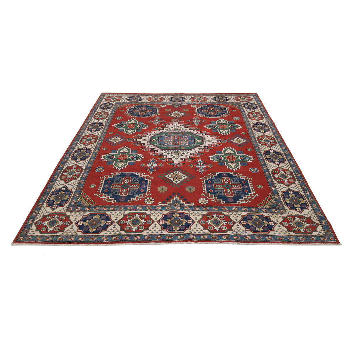Pacific Kazak 40749 Red Ivory Traditional Hand Knotted Rug