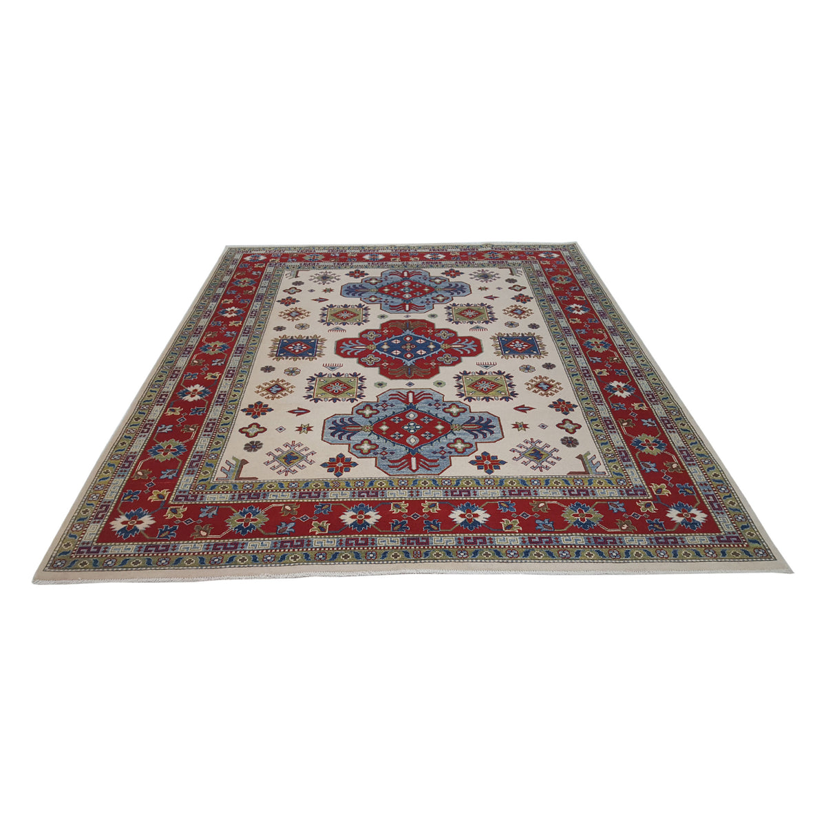 Pacific Kazak 40752 Ivory Red Traditional Hand Knotted Rug