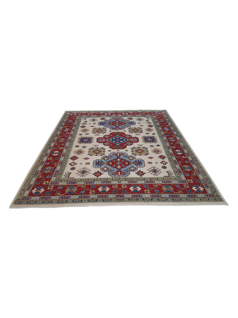 Pacific Kazak 40752 Ivory Red Traditional Hand Knotted Rug