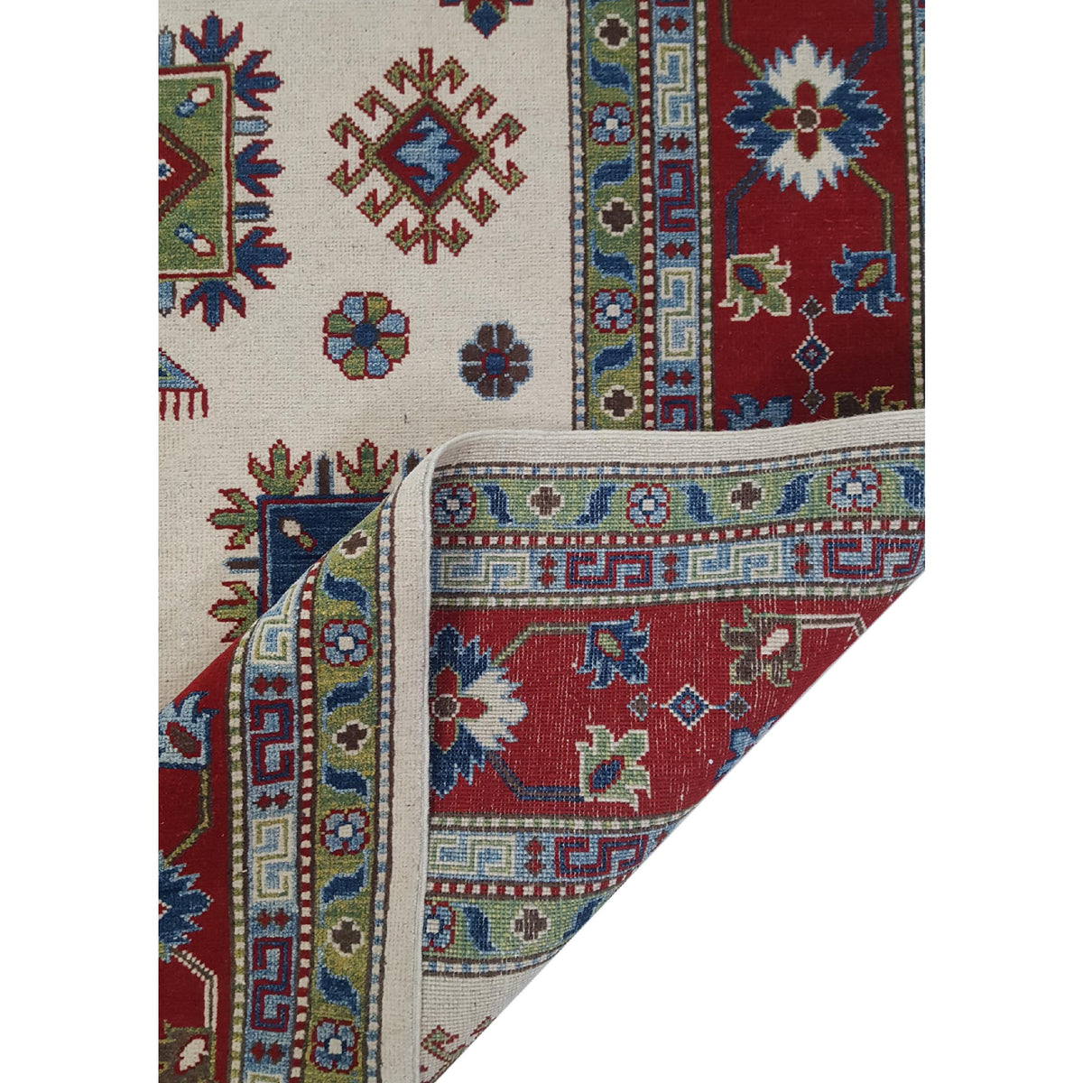 Pacific Kazak 40752 Ivory Red Traditional Hand Knotted Rug
