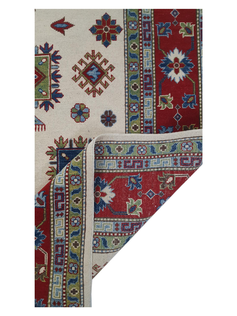 Pacific Kazak 40752 Ivory Red Traditional Hand Knotted Rug