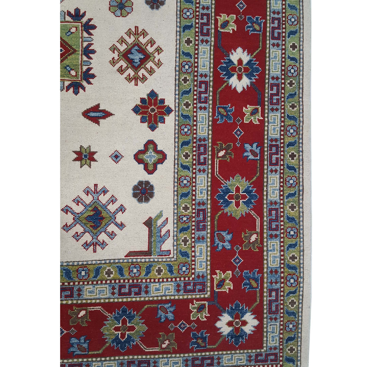 Pacific Kazak 40752 Ivory Red Traditional Hand Knotted Rug