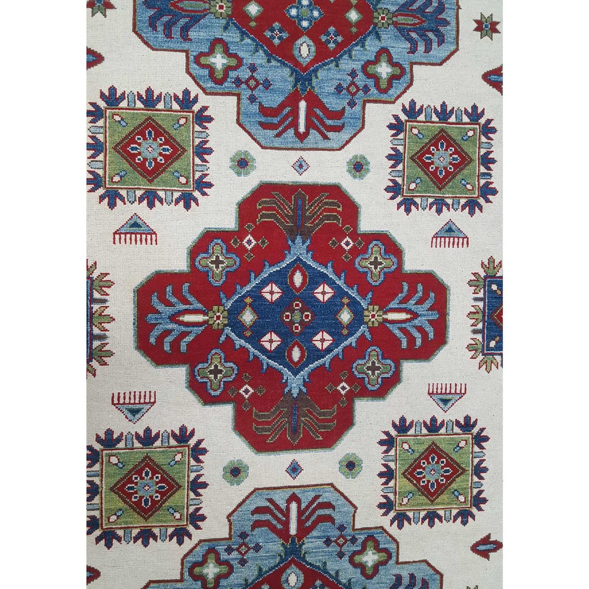 Pacific Kazak 40752 Ivory Red Traditional Hand Knotted Rug