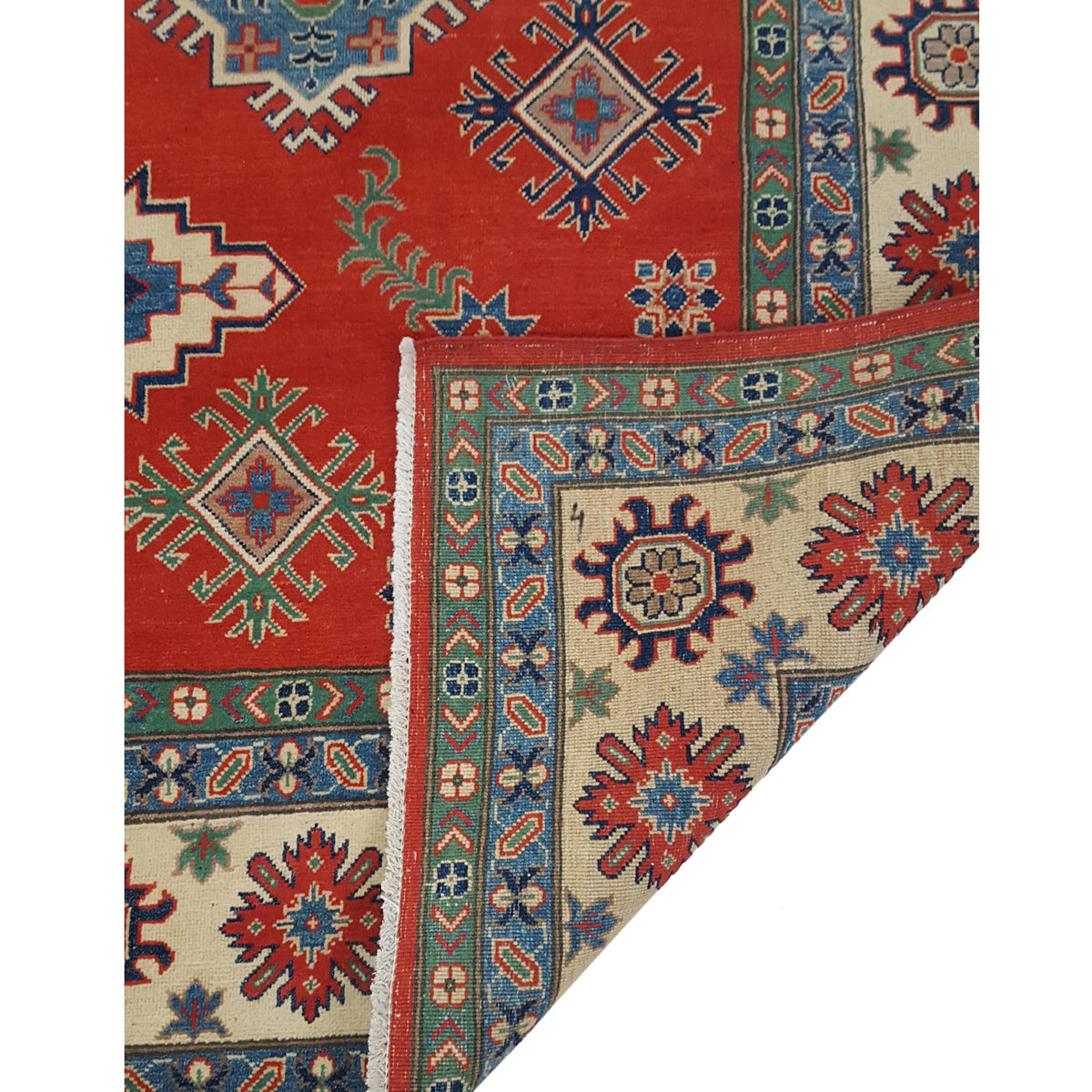 Pacific Kazak 40766 Red Ivory Traditional Hand Knotted Rug