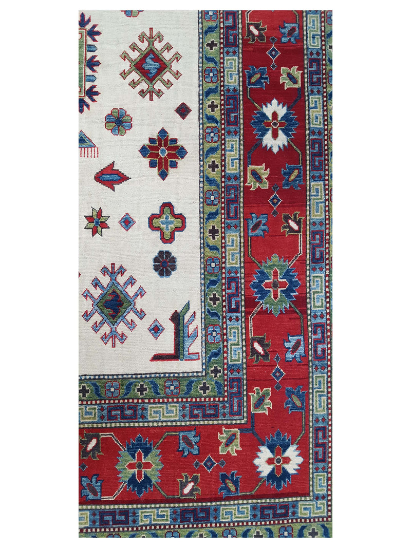 Pacific Kazak 40772 Ivory Red Traditional Hand Knotted Rug