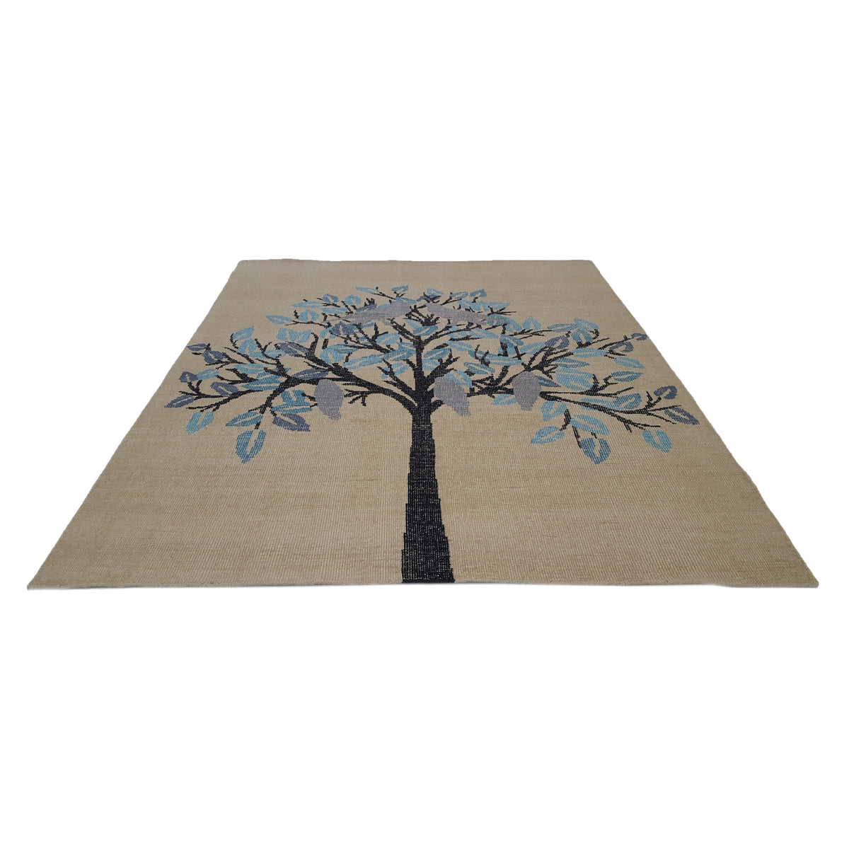 Pacific Vintage Tree Of Life 40824 Ivory Blue Vintage Hand Knotted Rug