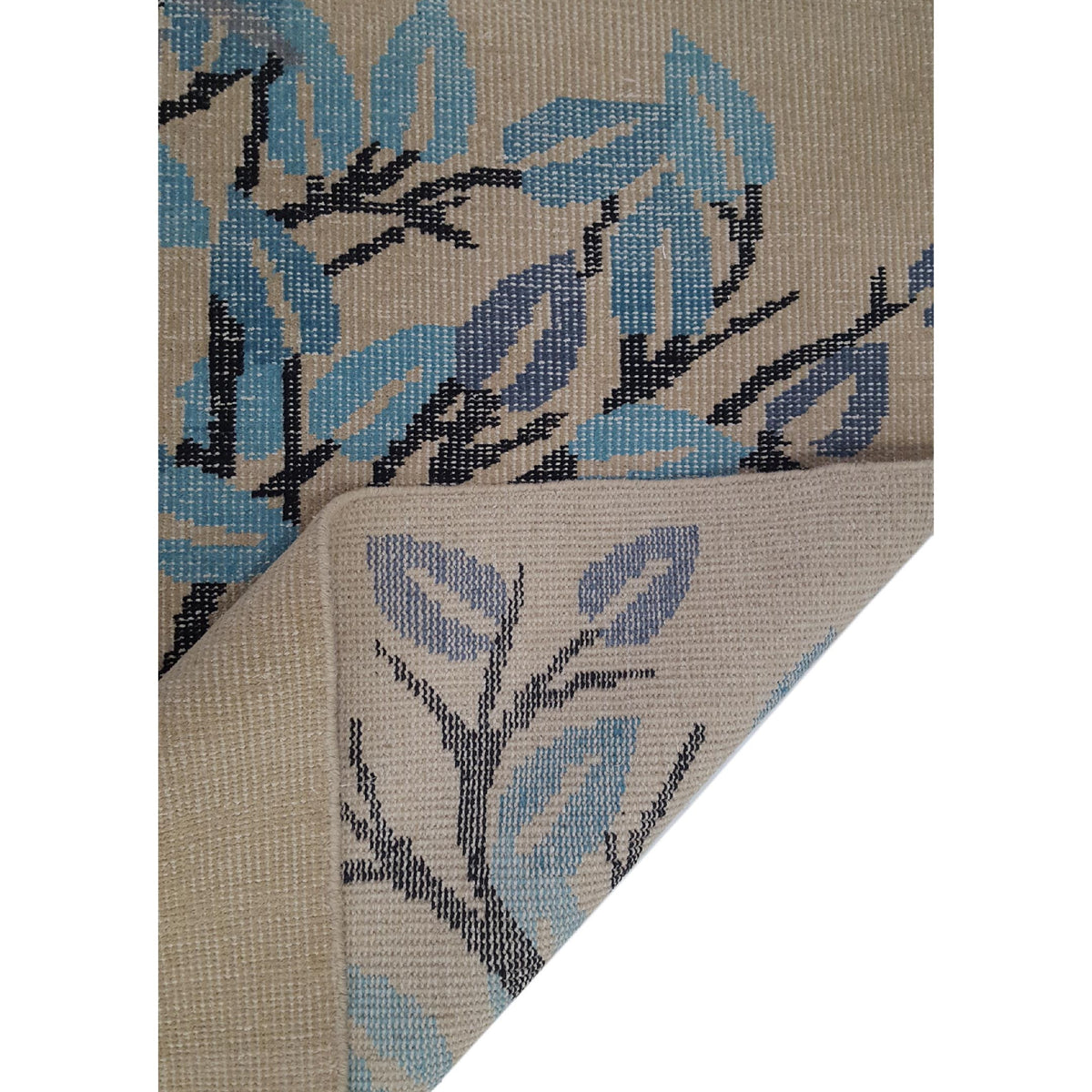 Pacific Vintage Tree Of Life 40824 Ivory Blue Vintage Hand Knotted Rug