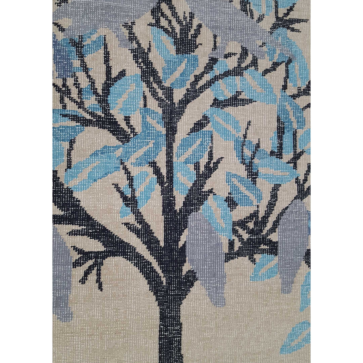Pacific Vintage Tree Of Life 40824 Ivory Blue Vintage Hand Knotted Rug