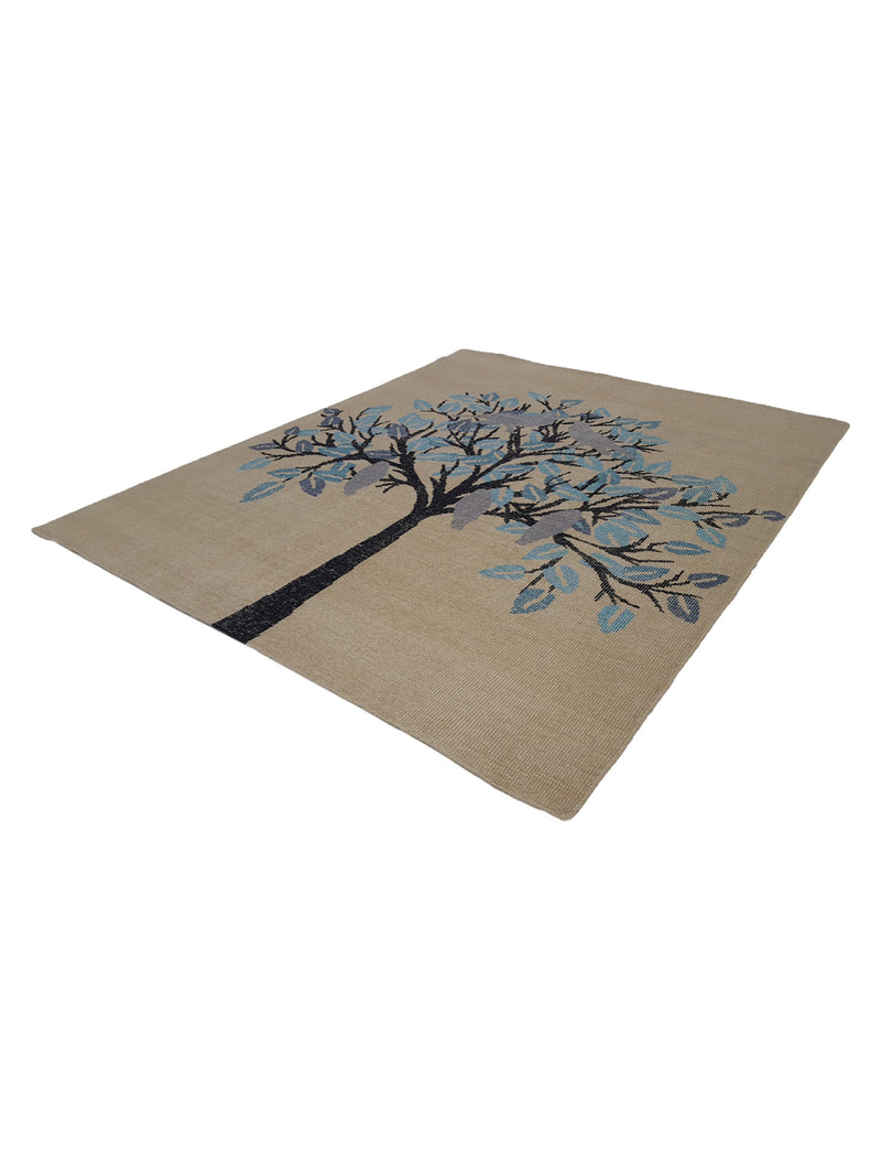 Pacific Vintage Tree Of Life 40824 Ivory Blue Vintage Hand Knotted Rug