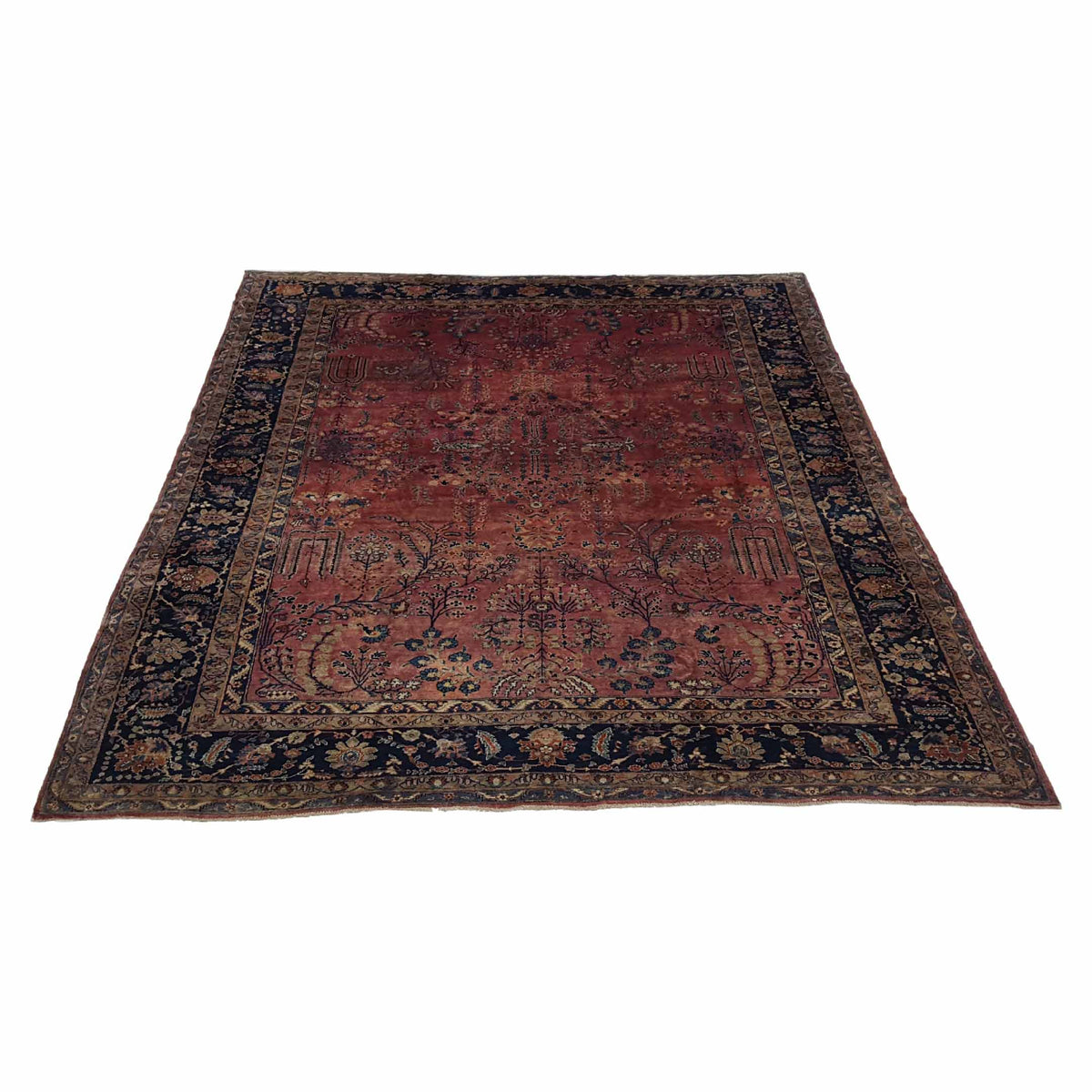 Pacific Sarouk 40829 Rust Navy Traditional Hand Knotted Rug
