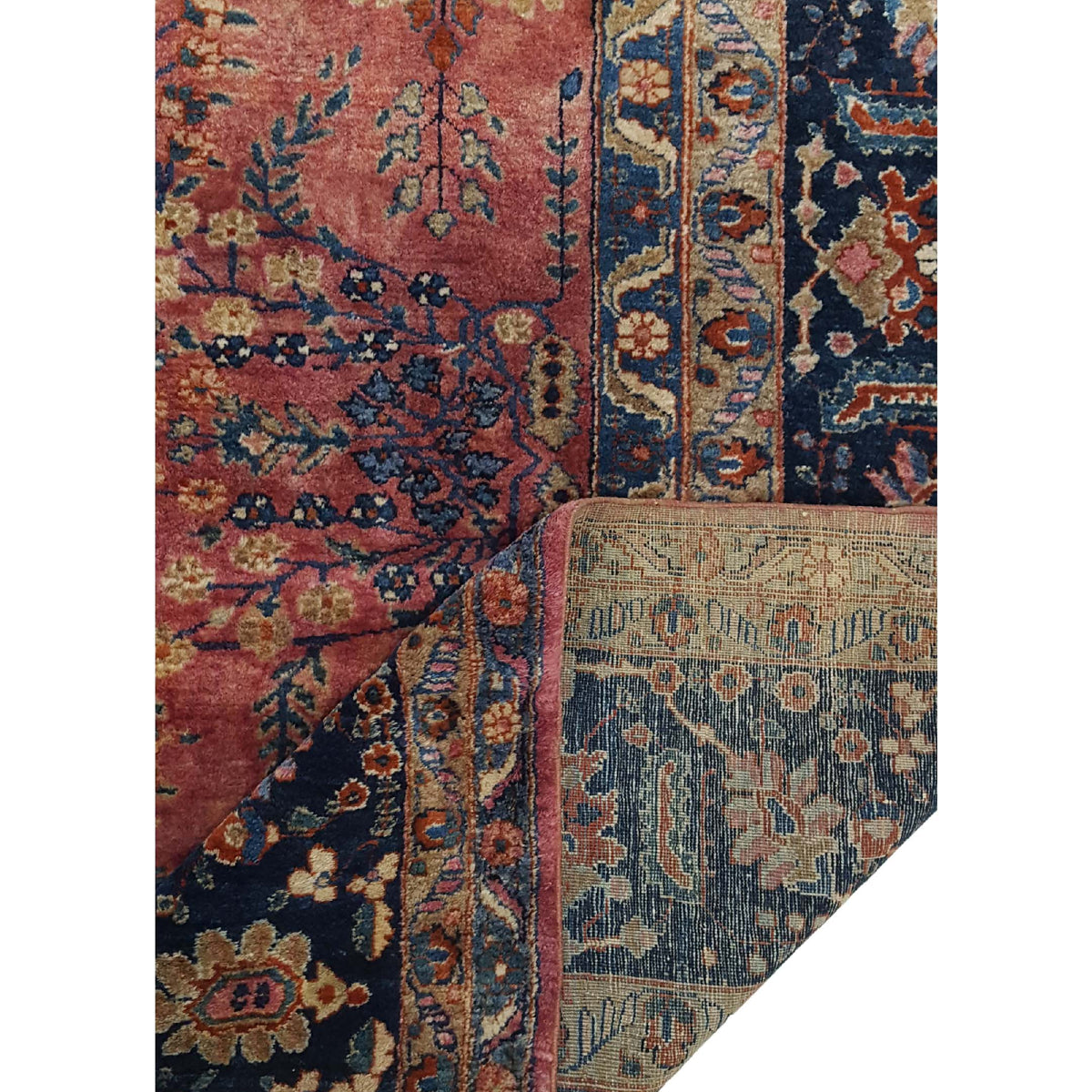Pacific Sarouk 40829 Rust Navy Traditional Hand Knotted Rug