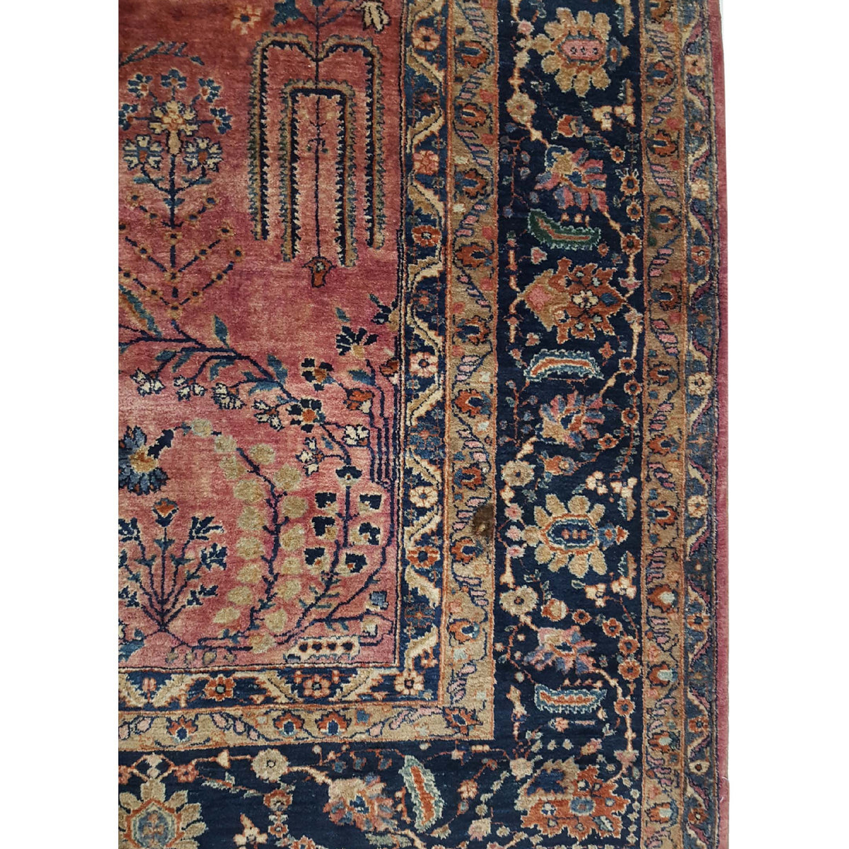 Pacific Sarouk 40829 Rust Navy Traditional Hand Knotted Rug