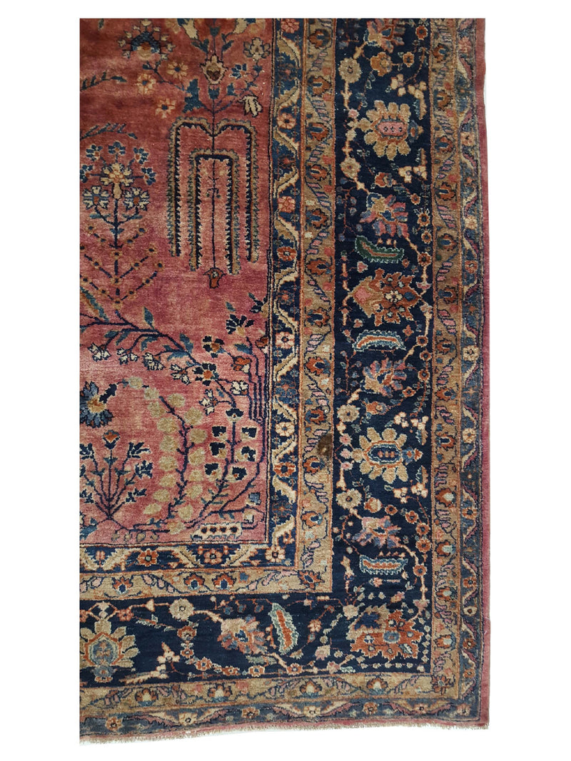 Pacific Sarouk 40829 Rust Navy Traditional Hand Knotted Rug