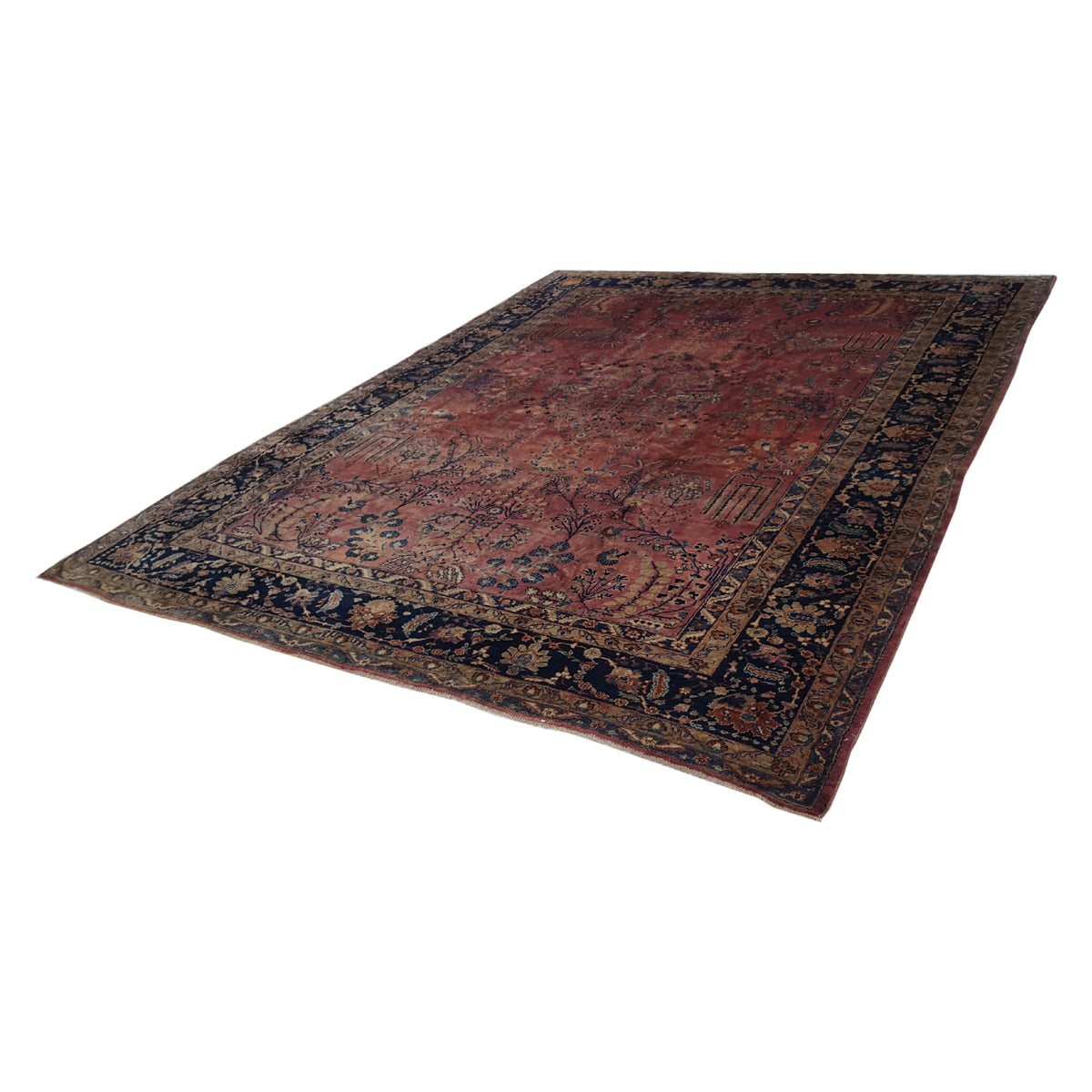 Pacific Sarouk 40829 Rust Navy Traditional Hand Knotted Rug