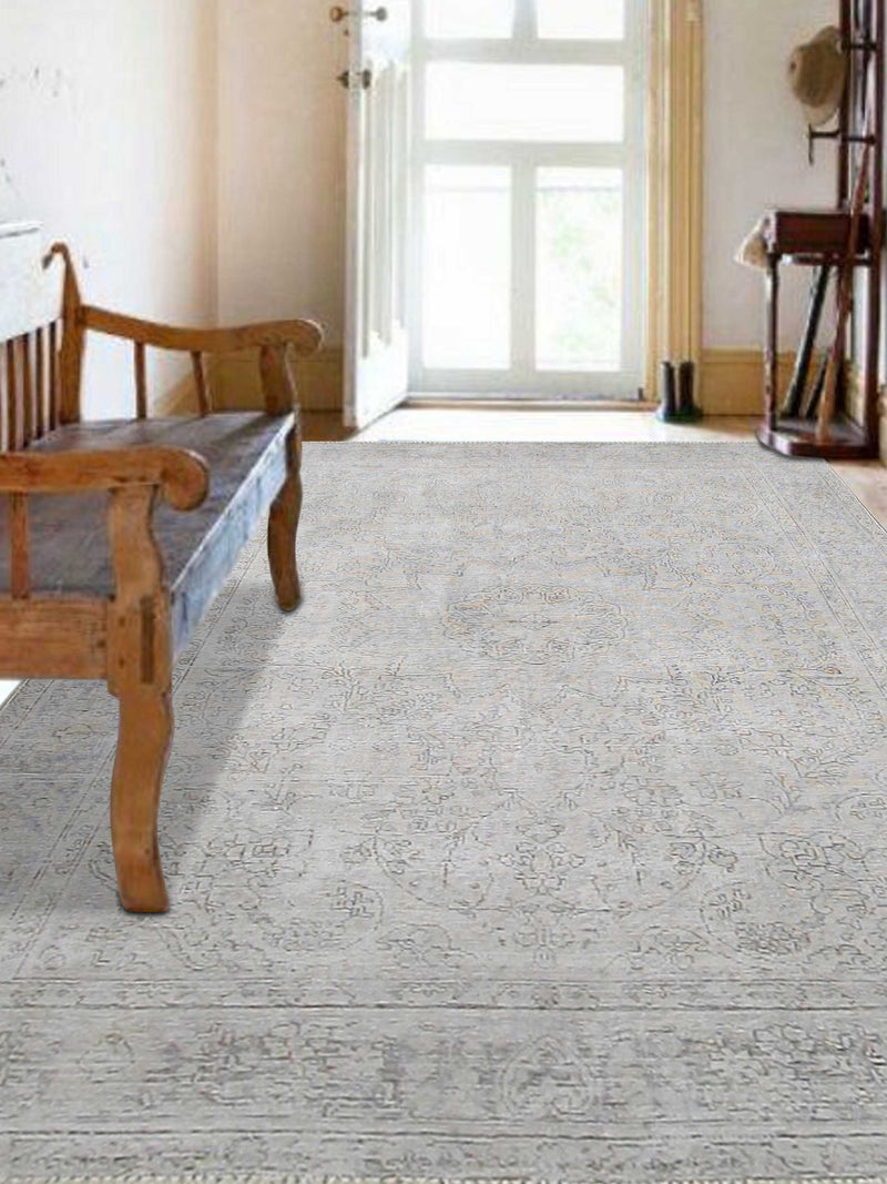 Pacific Vintage 40919 Beige Beige Vintage Hand Knotted Rug