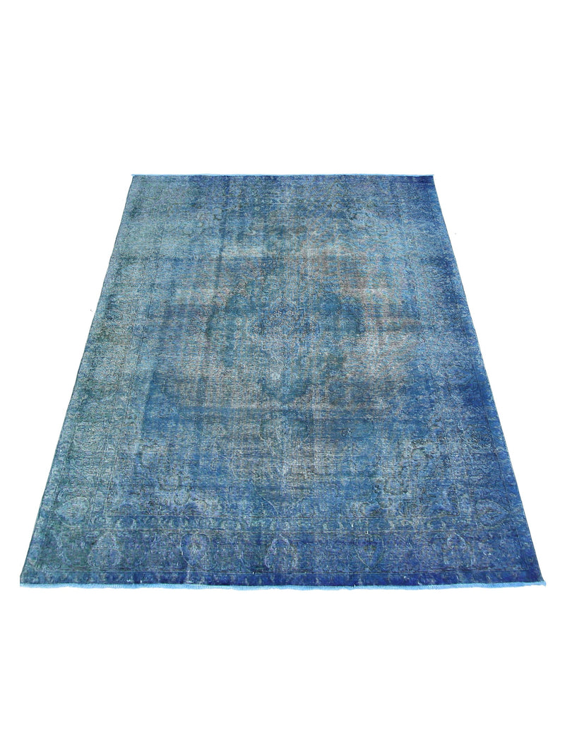 Pacific Overdyed 40961 Teal Blue Transitional Hand Knotted Rug