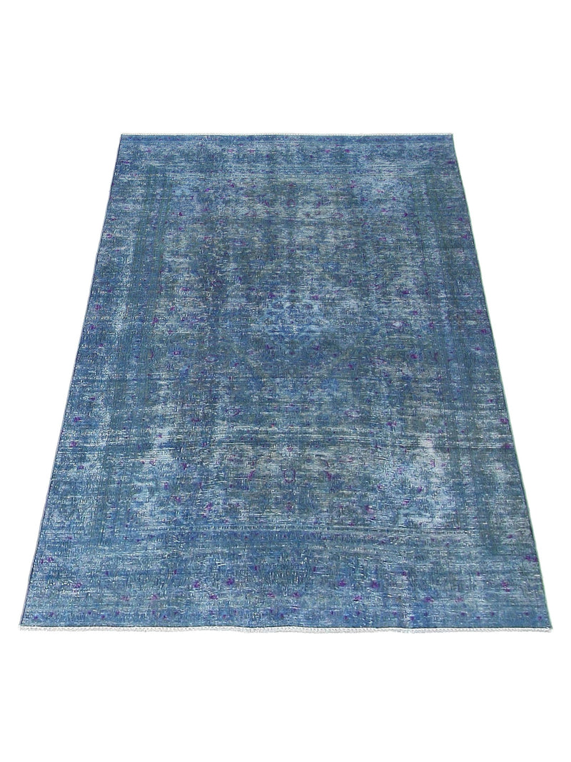 Pacific Overdyed 40962 Teal Blue Transitional Hand Knotted Rug