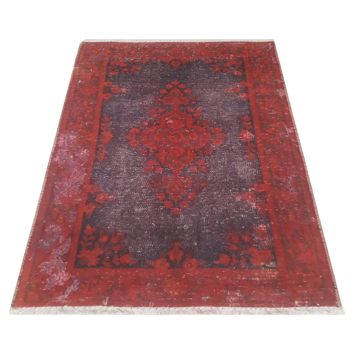 Pacific Vintage 41003 Black Red Vintage Hand Knotted Rug