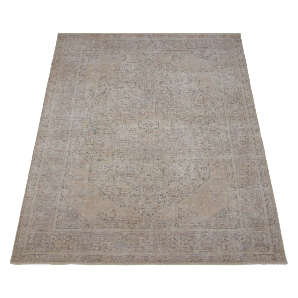 Pacific Vintage 41023 Beige Beige Vintage Hand Knotted Rug