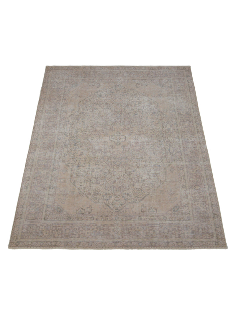 Pacific Vintage 41023 Beige Beige Vintage Hand Knotted Rug