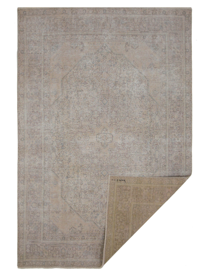 Pacific Vintage 41023 Beige Beige Vintage Hand Knotted Rug