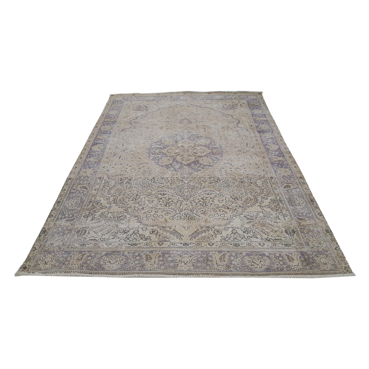 Pacific Vintage 41026 Ivory Purple Vintage Hand Knotted Rug