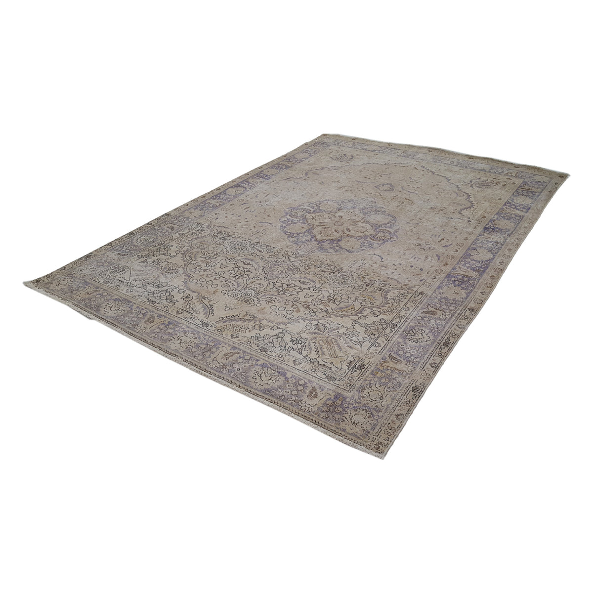 Pacific Vintage 41026 Ivory Purple Vintage Hand Knotted Rug