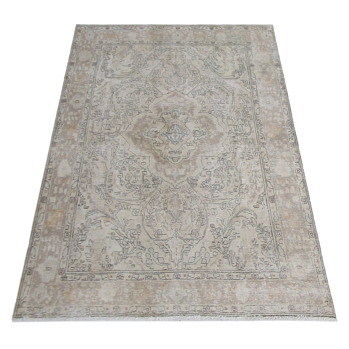 Pacific Vintage 41049 Beige Beige Vintage Hand Knotted Rug