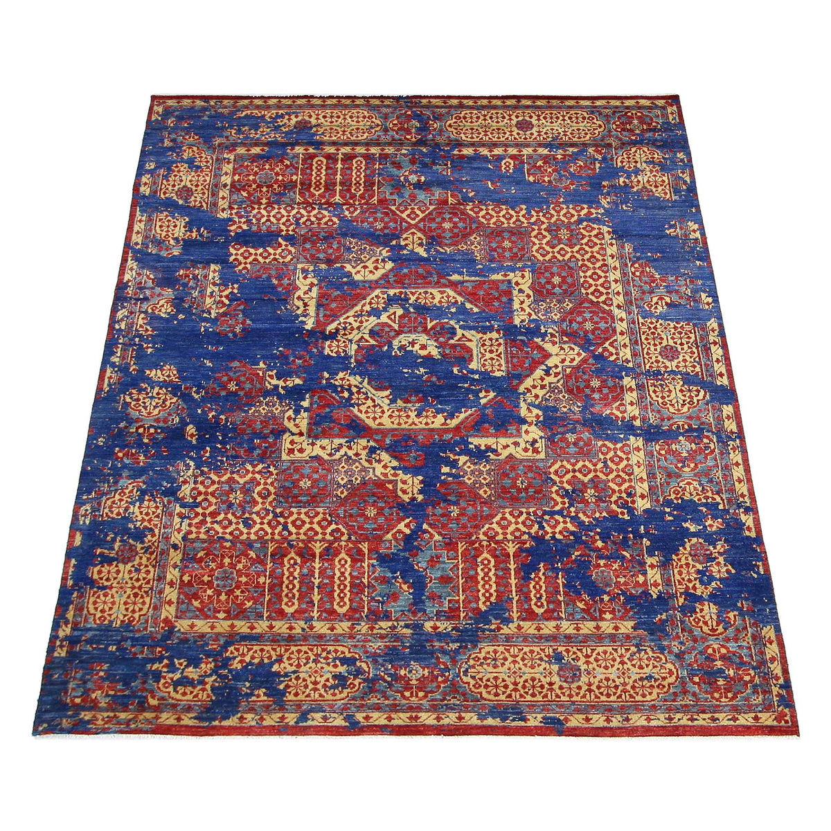 Pacific Modern 41118 Navy Red Contemporary Hand Knotted Rug