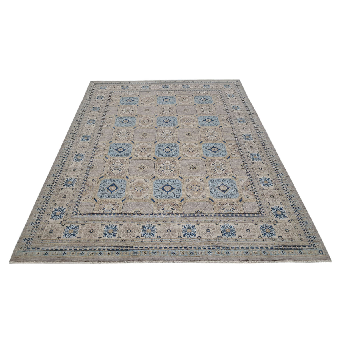 Pacific Ziegler 41122 Grey Lt.Blue Transitional Hand Knotted Rug